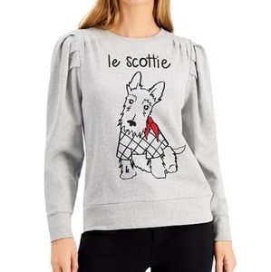 charter club petite cotton scottie dog sweatshirt gray